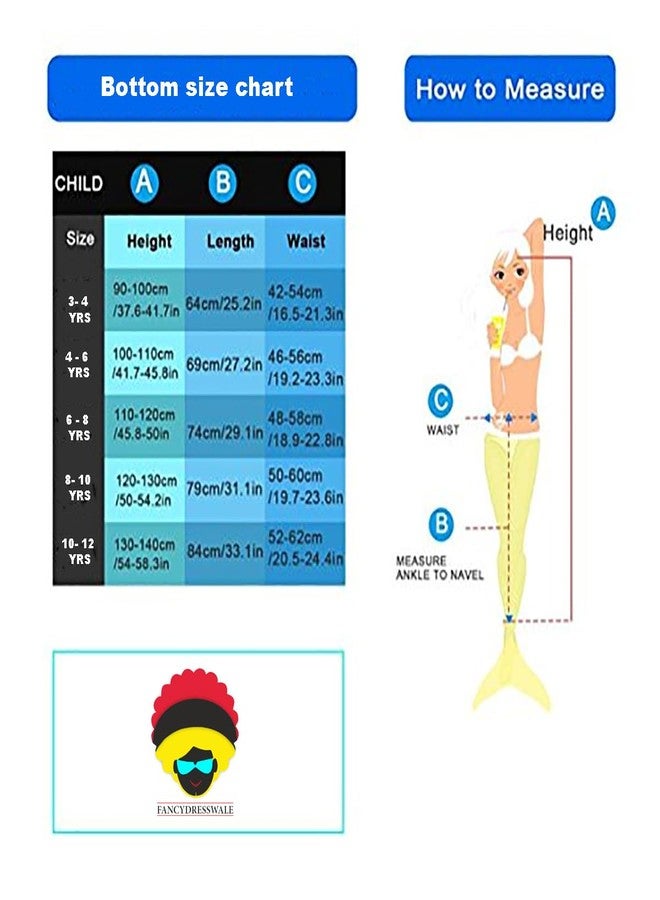 فانسي دريسويل بدلة سباحة حورية البحر من البوليستر من FancyDressWale للبنات (مقاسات: 3 سنوات، 4 سنوات، عادي، أزرق) - Image 2